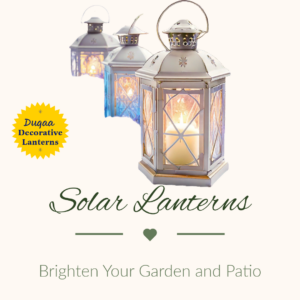 Duqaa’s Decorative Hanging Solar Lanterns 🏮 provide a warm and inviting glow, ideal for gardens and patios. These solar-powered lanterns are perfect for creating a cozy, eco-friendly atmosphere outdoors. With weather-resistant materials and energy-efficient design, they are perfect for enhancing your garden decor. #HangingSolarLanterns #OutdoorAmbience #DuqaaIndia